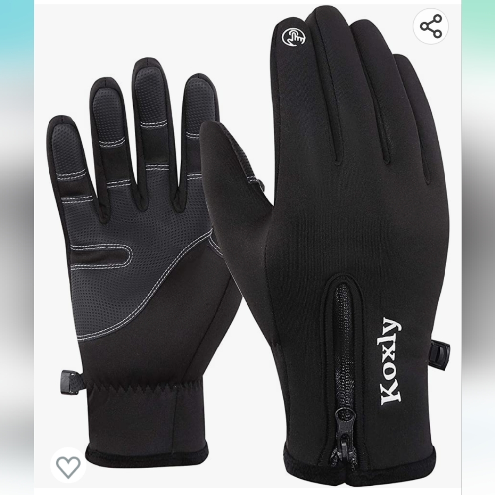 NWOT Koxly Black Windproof Lined Gloves, Size Medium